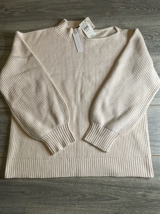 Sanctuary Sweaters - Sanctuary Women's Light Pink Ribbed Mock Neck- Ballon Sleeve Sweater